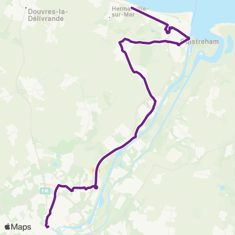 Twisto Hermanville Isaville - Caen Université map
