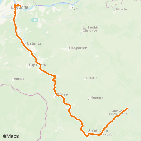 Txik Txak Bayonne - Itxassou - Louhossoa - St-Jean-Pied-de-Port - Larceveau-Arros-Sibits map