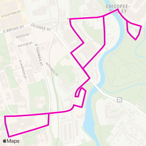 UGA Transit Chicopee Shuttle map