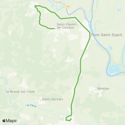 UGGO Mobilités St-Paulet-de-Caisson - St-Julien-de-Peyrolas - Bagnols-s/-Cèze map