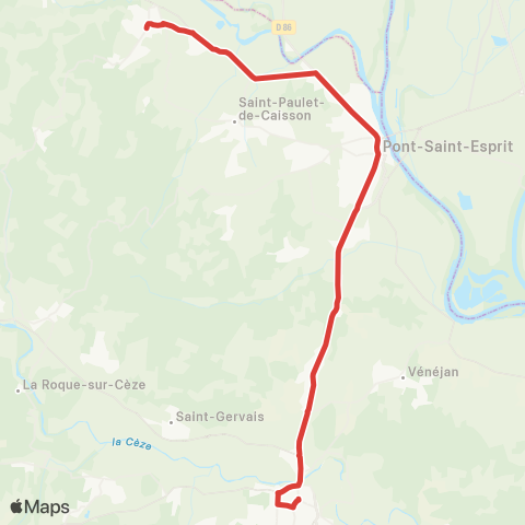 UGGO Mobilités Pont-St-Esprit – St Nazaire – Bagnols-s/-Cèze map