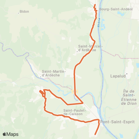 UGGO Mobilités St-Julien-de-Peyrolas - St-Paulet-de-Caisson - Bourg-Ste-Andéol map