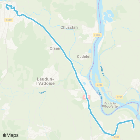 UGGO Mobilités Montfaucon - St Genies - Bagnols s/ Ceze map