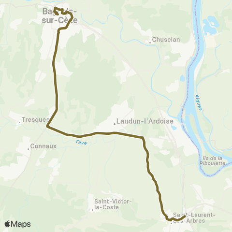 UGGO Mobilités Rocheford du Gard - Bagnols sur Ceze map