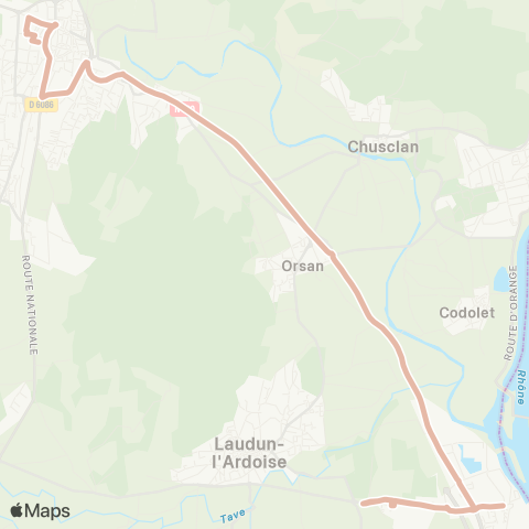 UGGO Mobilités Laudun l'Ardoise - Bagnols sur Ceze map