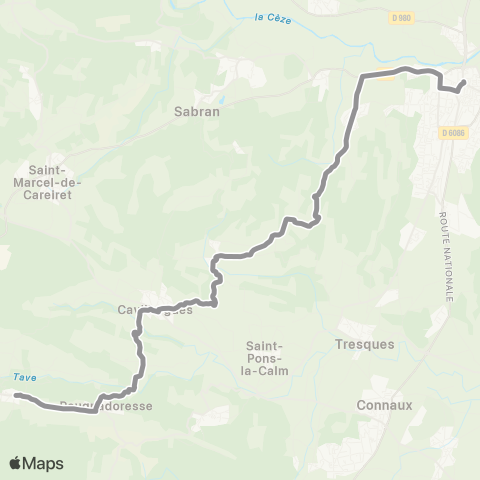 UGGO Mobilités Uzes - la Bastide - Sabran - Bagnols s/ Ceze map