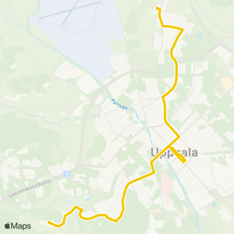 UL Uppsala Kungshögarna—Uppsala Hågavägen map