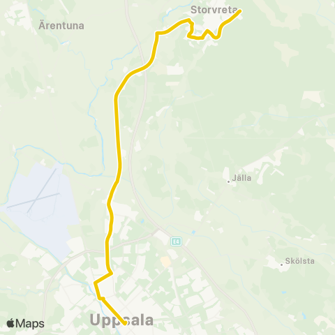 UL Uppsala Centralstationen—Storvreta Lingonvägen map
