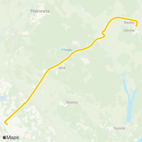 UL Gåvsta Skola—Uppsala Centralstationen map