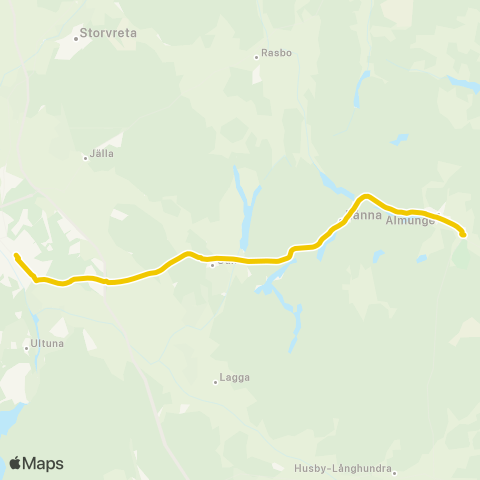 UL Almunge Skola—Uppsala Centralstationen map