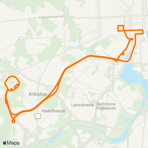 UMBC Shuttle Downtown map