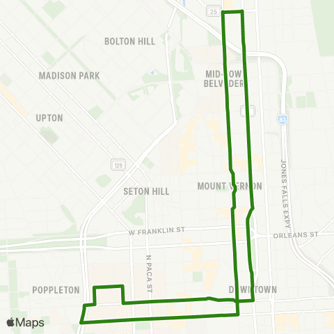 UMB Shuttle Mount Vernon map