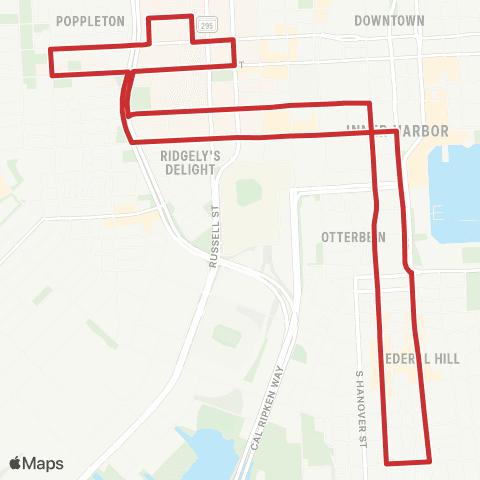 UMB Shuttle Federal Hill map