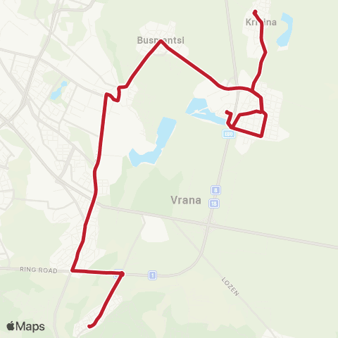 Център за градска мобилност СЕЛО КРИВИНА - ГАРА ИСКЪР - СЕЛО КРИВИНА map