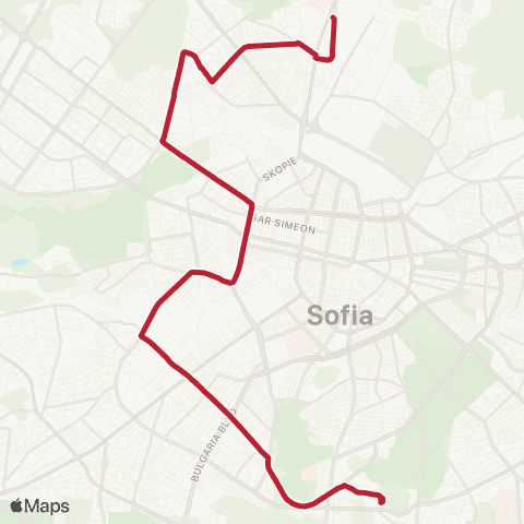 Център за градска мобилност СТАДИОН ЛОКОМОТИВ - ЗООПАРКА - СТАДИОН ЛОКОМОТИВ map