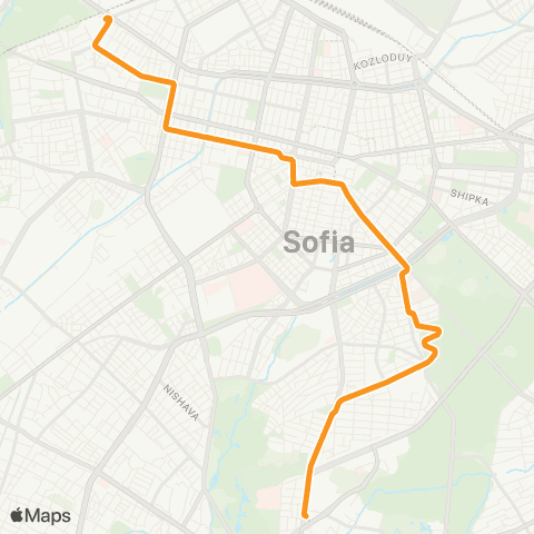 Център за градска мобилност Ж.К. ЗАПАДЕН ПАРК - МЕТРОСТАНЦИЯ ВИТОША - Ж.К. ЗАПАДЕН ПАРК map