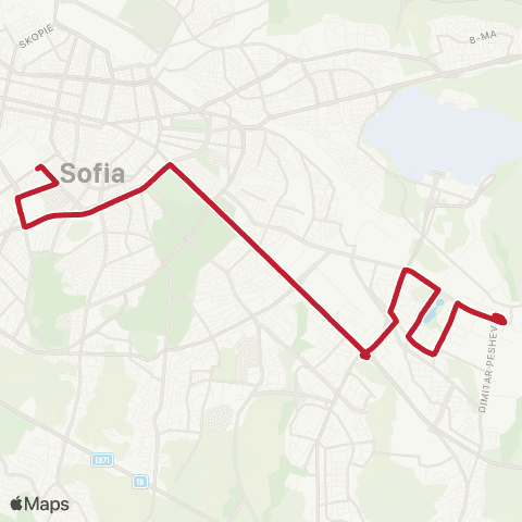 Център за градска мобилност УМБАЛСМ ПИРОГОВ - ГАРА ИСКЪР - УМБАЛСМ ПИРОГОВ map