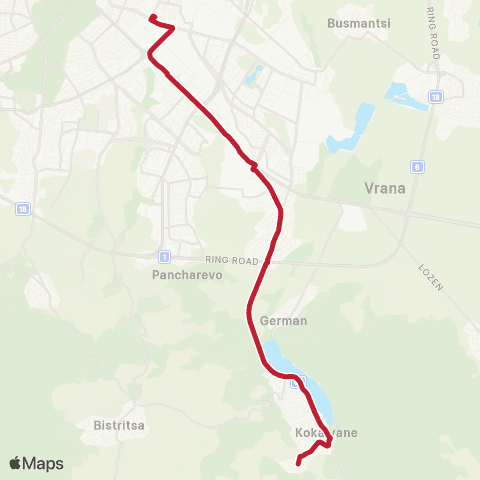 Център за градска мобилност СЕЛО КОКАЛЯНЕ - АВТОСТАНЦИЯ ГЕО МИЛЕВ - СЕЛО КОКАЛЯНЕ map