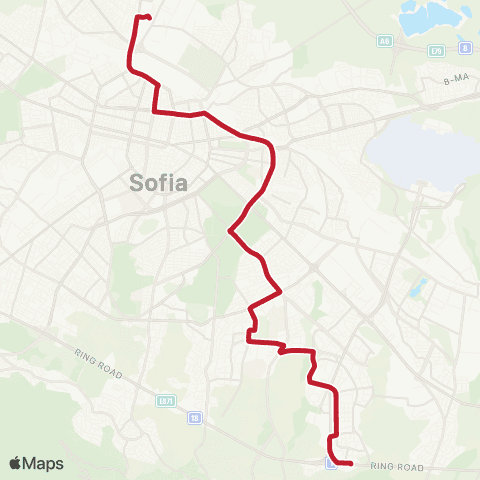 Център за градска мобилност ПЛОЩАД ЦЕНТРАЛНА ГАРА - Технополис ж.К. Младост 4 - ПЛОЩАД ЦЕНТРАЛНА ГАРА map