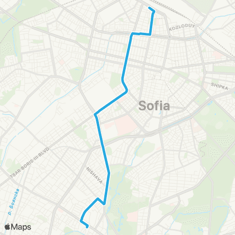 Център за градска мобилност БУЛ. КН. МАРИЯ ЛУИЗА - КВ. МАНАСТИРСКИ ЛИВАДИ - БУЛ. КН. МАРИЯ ЛУИЗА map