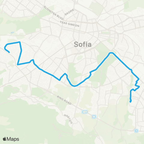 Център за градска мобилност Ж.К. МЛАДОСТ-1 - Ж.К. ОВЧА КУПЕЛ-2 - Ж.К. МЛАДОСТ-1 map