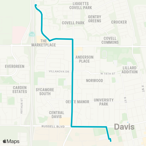 Unitrans Anderson / Alvarado / N Sycamore / MU Term map