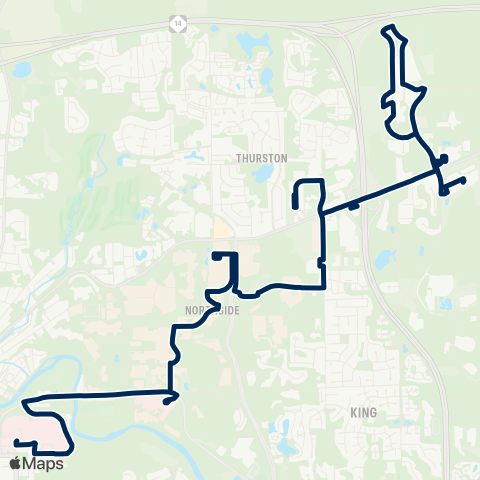U-M Transit North-East Shuttle map