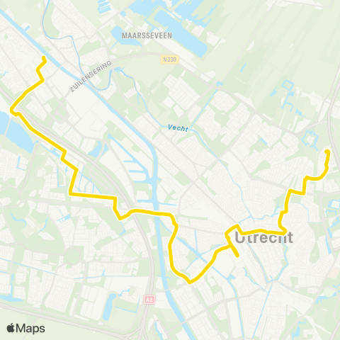 U-OV U-bus Amersfoort CS - Vathorst map