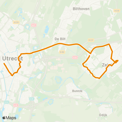 U-OV Koningsnachtnet Utrecht - Zeist map