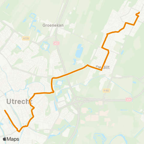 U-OV Koningsnachtnet Utrecht - Bilthoven map