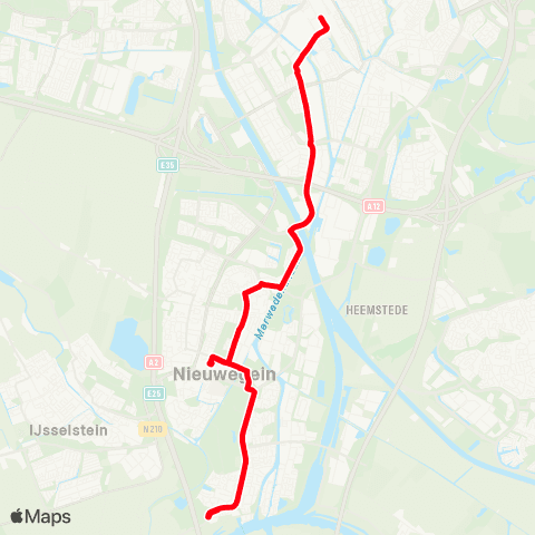U-OV Tramvervangend vervoer Utrecht - Nieuwegein map