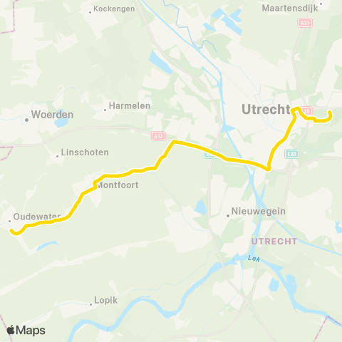 U-OV U-bus Utrecht Science Park - Oudewater map