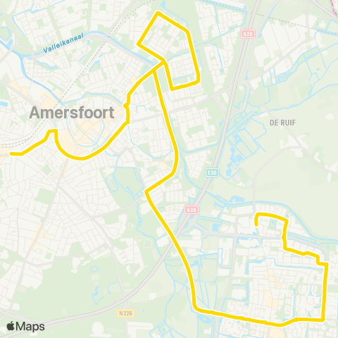 U-OV Nachtlijn Amersfoort - Leusden map
