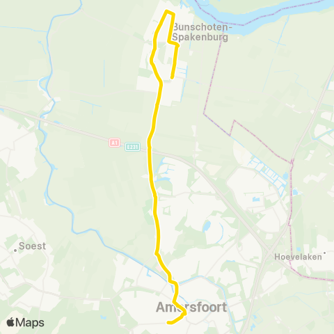 U-OV Nachtlijn Amersfoort - Bunschoten-Spakenburg map