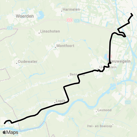 U-OV Nachtlijn Schoonhoven - Utrecht map