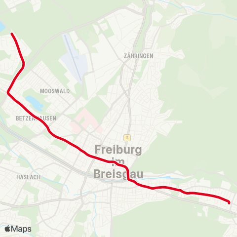 VAG Littenweiler - Bertoldsbrunnen - Landwasser map