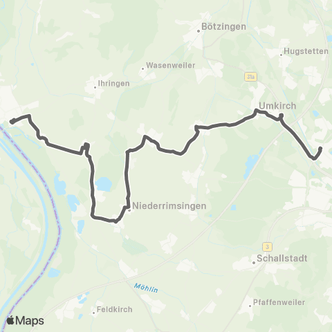 Schulbus Paduaallee - Niederrimsingen - Gündlingen - Breisach map
