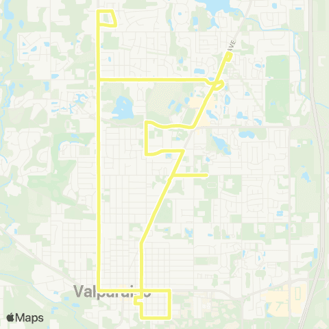 Valpo Transit V-Line Yellow Route map