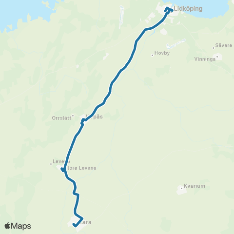 Västtrafik Vara Resecentrum—Lidköpings Resecentrum map
