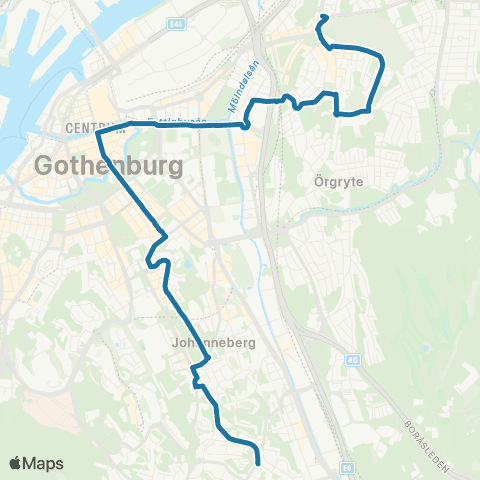 Västtrafik Sörgårdsskolan—Redbergsplatsen map