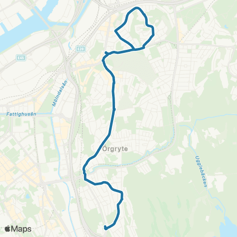 Västtrafik Redbergsplatsen—Skårs Kyrka map