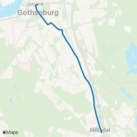 Västtrafik Mölndals Innerstad—Korsvägen map