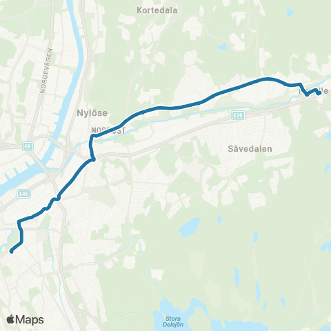 Västtrafik Partille Centrum—Heden map