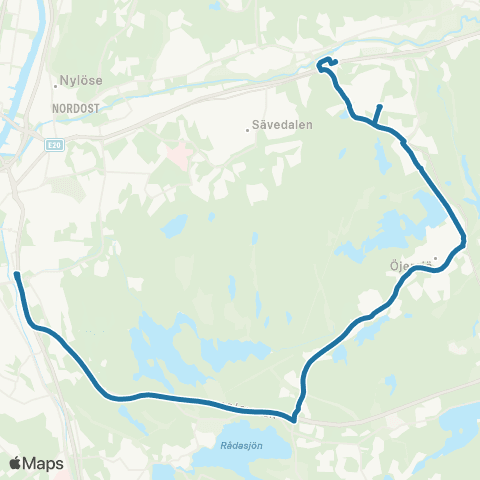 Västtrafik Partille Centrum—Liseberg Station map