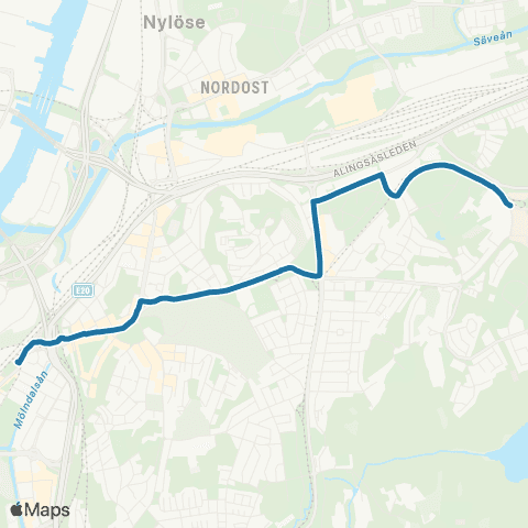 Västtrafik Redbergsplatsen—Munkebäckstorget map