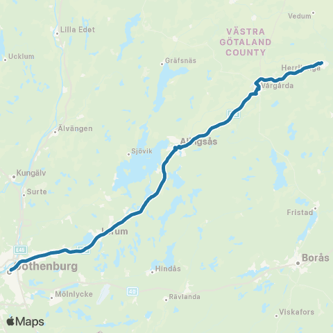 Västtrafik 71 Ersätter Västtåg map