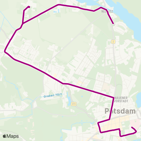 Verkehrsbetrieb Potsdam Klinikum ↔︎ Campus Jungfernsee map