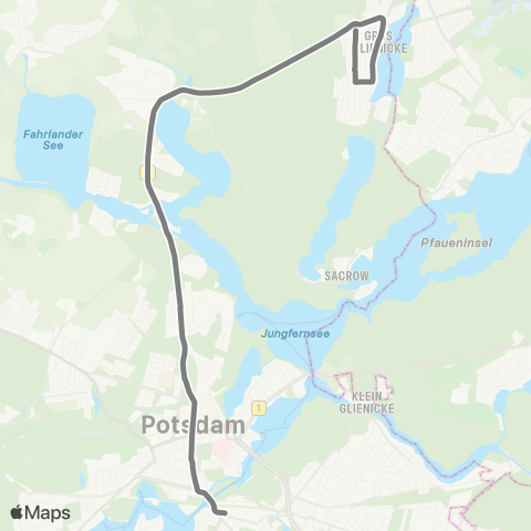 Verkehrsbetrieb Potsdam 🅢 Potsdam Hbf ↔︎ Birkenweg map