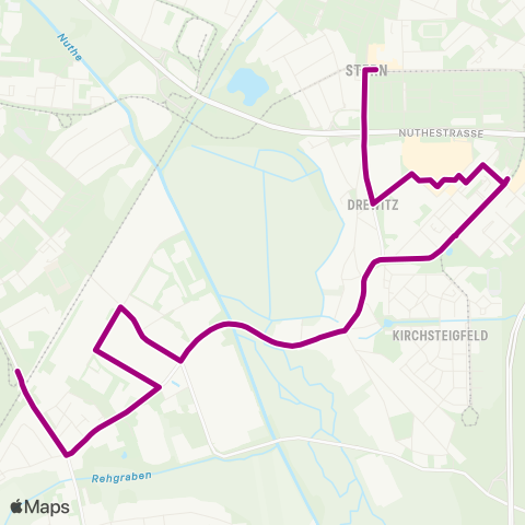 Verkehrsbetrieb Potsdam Johannes-Kepler-Platz ↔︎ Rehbrücke Bhf map