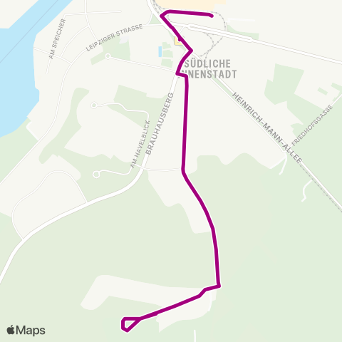 Verkehrsbetrieb Potsdam Telegrafenberg ↔︎ 🅢 Potsdam Hbf map